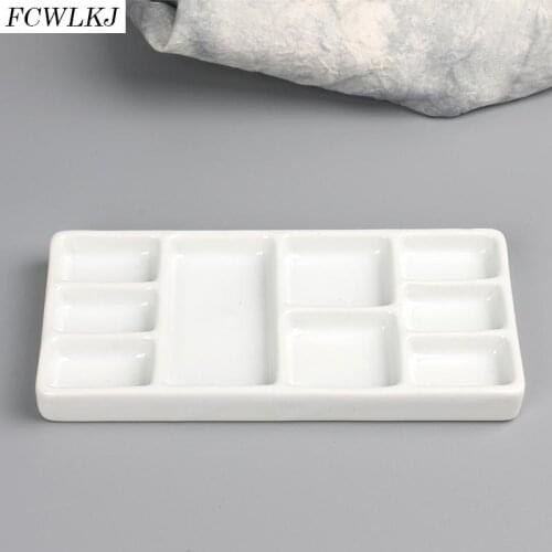 Ceramic Multi-grid Palette Watercolor Gouache Pigment Palette Porcelain Plate Color Palette Pigment Plate
