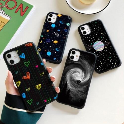 Outer Space Planet Stars Moon Spaceship Soft Silicone Case Fundas For iPhone 12 mini 11 Pro 6 6S 8 7 Plus X XR XS Max SE2 Covers