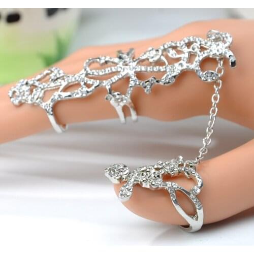 New Arrival Personalized Fashion Hollow Silver color Knuckle Rings Crystal Finger Ring For Women Girls Best Friend