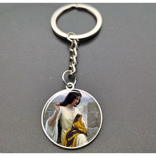 New fashion handmade keychain, concave-convex glass gift jewelry Genesis mural pendant friendship gift