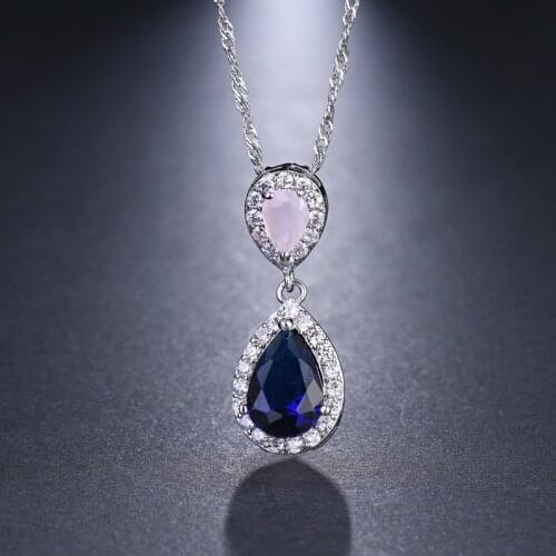 Bettyue Charming Double Opposite Different Color Waterdrop AAA Zircon Colorful Necklace Woman Gothic Style Jewelry Wedding Gifts