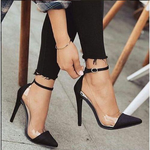 Sexy womens shoes in 2019 age season cingulate ultra-high pointed single shoe 32-43