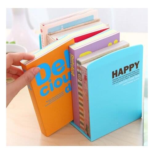 2 Pcs/Lot Deli Korea Stationery Color Cartoon Bookshelf Plastic Bookend Desk Book Organizer Office Shelves Pink Cheap Supplies