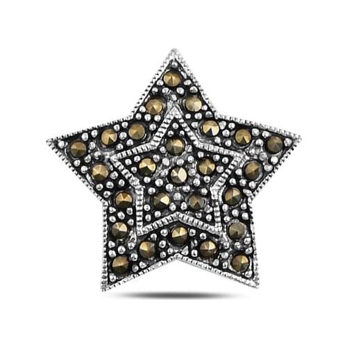 Silver 925 Sterling Marcasite Stone Star Pendant