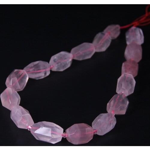 15.5"/strand Cut Rose Quartzs Freeform Nugget Pendants,Faceted Natural Pink Crystal Beads for Necklace Bracelat Jewelry Making