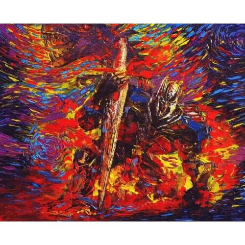 Painted by Hand Decorative Art Picture Oil Painting Optimus Painting on Canvas Home Wall Decor Palette Knife