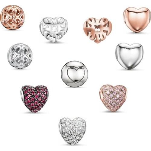 Hearts Karma Beads 925 Sterling Silver Fit Bracelet Necklace, Fashion Thomas Style DIY Bead Ts Jewelry Accessories for Women Men