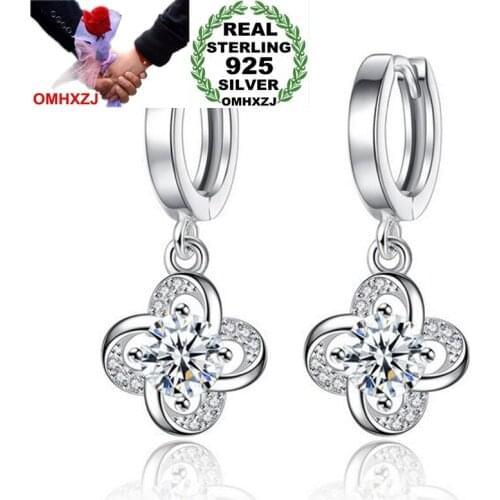 OMHXFC Wholesale fashion joker Star for Woman gift Fine Everlasting Flowers 925 Sterling Silver buckle Hoop Earrings YS188