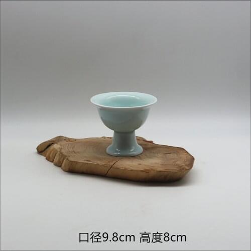 Vintage Celadon 4-Inch High Leg Beaker Japanese Cuisine Huaishi Creative Ceramic Small Dish Pudding Dessert Utensils