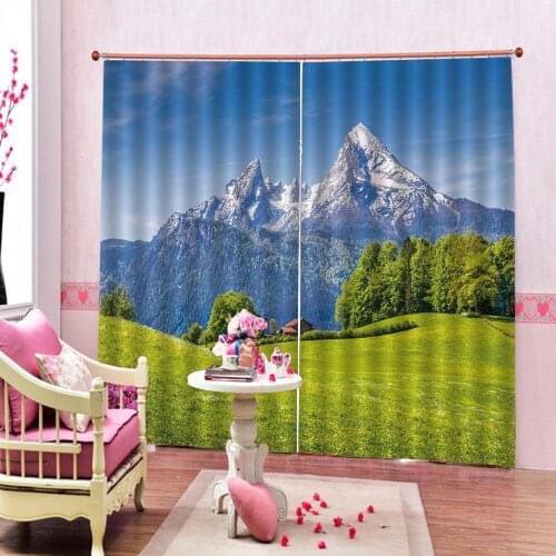 Custom Natural Scenery Snow Mountain landscape Curtain For 3D Print Living room blackout Curtains home drapes