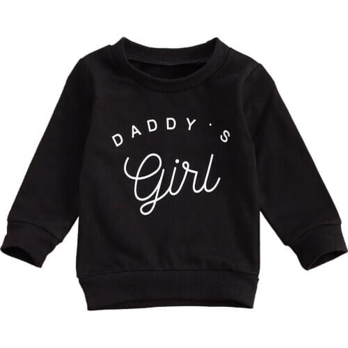 Toddler Kid Baby Girls Sweatshirts Cute Letter Print Long Sleeve Crew Neck Pullover Tops