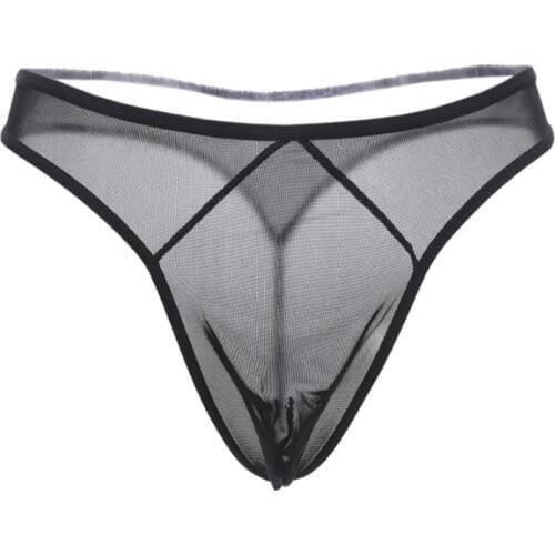 3 Colour Gay Male Lingerie of Men Sexy Underwear Mesh Transparent Erotic Panties G-string Underpants T Back Knickers Briefs