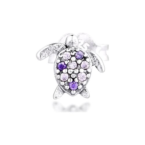 CKK My Sea Turtle Single Stud Earrings Pendientes Kolczyki Aretes de Mujer Earing For Women 925 Sterling Silver Jewelry