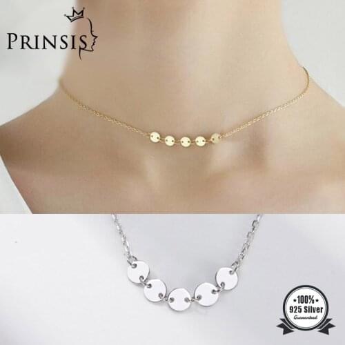 ElfoPlataSi Real 925 Sterling Silver FAshion Minimalist Wafer Choker Necklace For Women Valentines Day Fine S925 Jewelry DD614