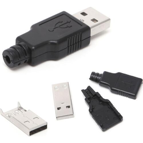 10 Sets DIY USB 2.0 Type A Male USB 4 Pin Plug Socket Connector w/Plastic Cover