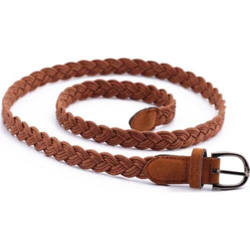 102cm Women Brown White Weave Belt Hemp Rope Braid Belt Female Belt For Dress Clothing 6 Colors