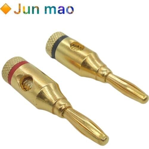 2PCS Gold Plated 4mm banana plug banana connector audio horn audio plug speaker wire terminal