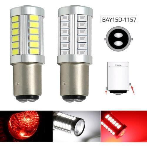 2pcs P21 Car LED Signal Light BAY15D 1157 33SMD Auto LED Tail Lamp Brake Reverse Bulb Red White