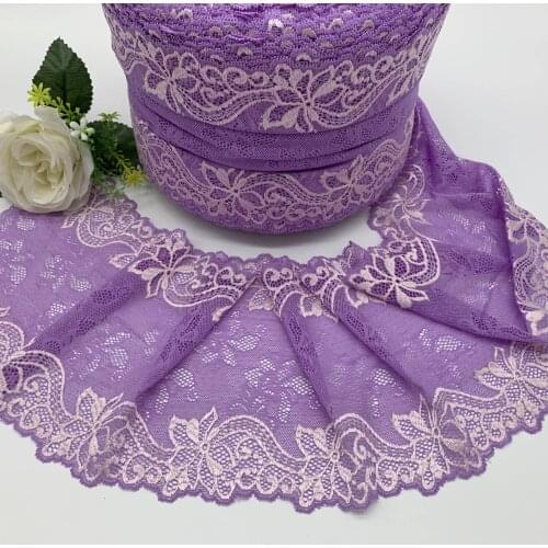 2y/lot 17.50cm Purple elastic Lace Winter Stretch Lace Skirt Hem Underwear Sewing Craft DIY Apparel Fabrics