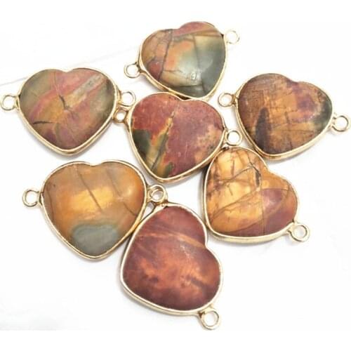 3PCS Nature Semi Precious Stone Beads Connectors Size 20MM Natural Picaso For Womens Bracelets Making Accessories Free Shipping