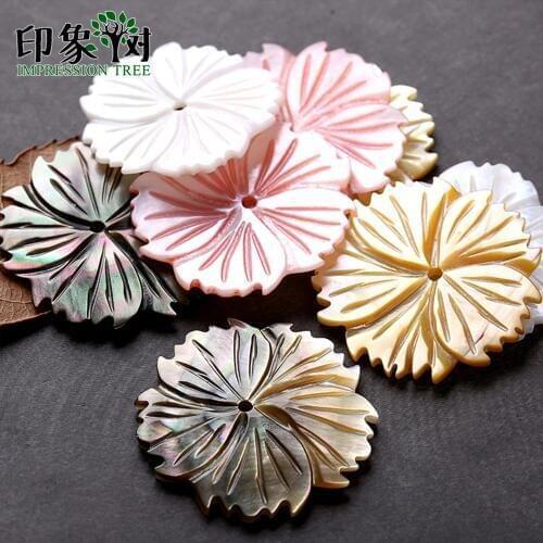 5Pcs 28mm Color Natural Seashell Flower Beads Mother Of Pearl Shell Carven Flower Spacer Beads DIY Jewelry Handmade Making 19022