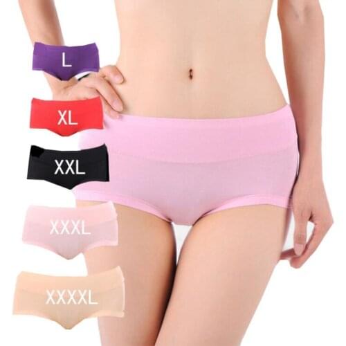 5 pcs Women Modal Cotton Underwear Briefs Panties Mid Waist Stretchy Underpant Bamboo Fiber Viscose Panties for ladies Plus Size