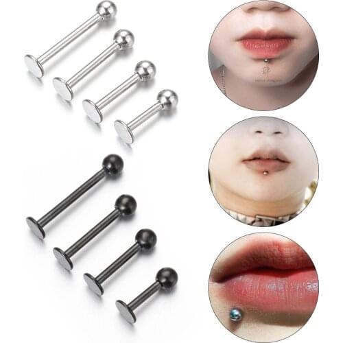 1Pair 6-12mm Tragus Ear Piercing Helix Bar Ball Stainless Steel Labret Lip Bar Rings Stud Cartilage Body Party Jewelry
