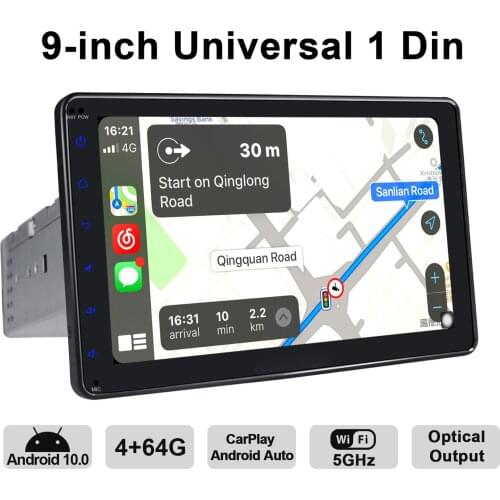 9" Android 10 Car Radio Stereo Autoradio GPS Multimedia Universal Head Unit Cassette 1280*720 4G Reverse View Camera Bluetooth