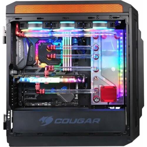 BYKSKI Acrylic Distro Flat Water Tank Case for Cougar Support Sync Motherboard, Compatible DDC Pump, RGV-CG-GT-P water cooling
