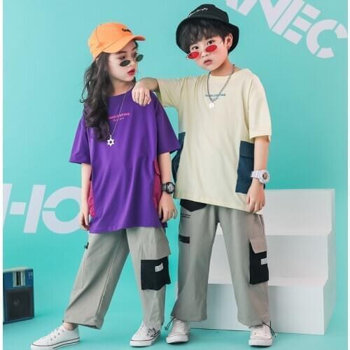 Children Hip Hop T Shirt Pant Dance Costumes for Girls Boys Competition Dancing Costumes Jazz Ballroom Clothing Dancewear LJ