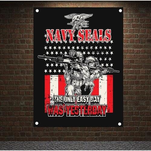 NAVY SEALS Motivational Workout Poster Canvas Painting Exercise Fitness Banners Bodybuilding Sports Flags Gym Wall Decoration