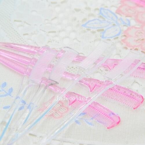 Jadecolier 50 pieces/lot clear color small mini eyebrow comb cute little makeup eyelash brush eyelash extension tools