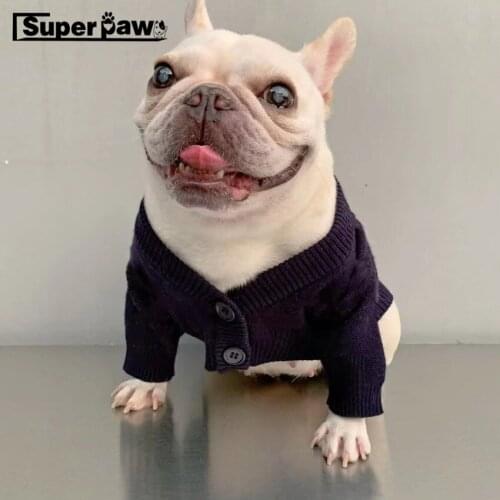 Pet Dog Cardigan Sweater Clothes Winter Warm Hoodie Jacket Coat for Small Medium Dogs Schnauzer Yorkie French Bulldog Pug EMC32