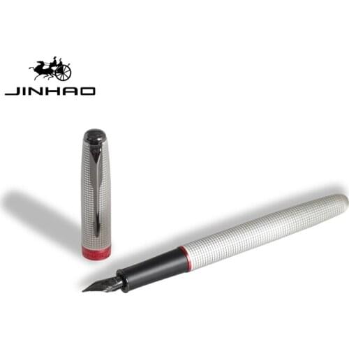 Jinhao 16 Classic Metal Fountain Pen, Exquisite Grid Patterns With Converter Gift Pen For Writing Pens Supplies