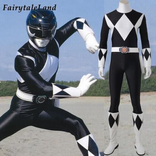 Mammoth Ranger Costume Halloween Black Ranger Jumpsuit Cosplay Goushi Uniform Spandex Bodysuit Boots