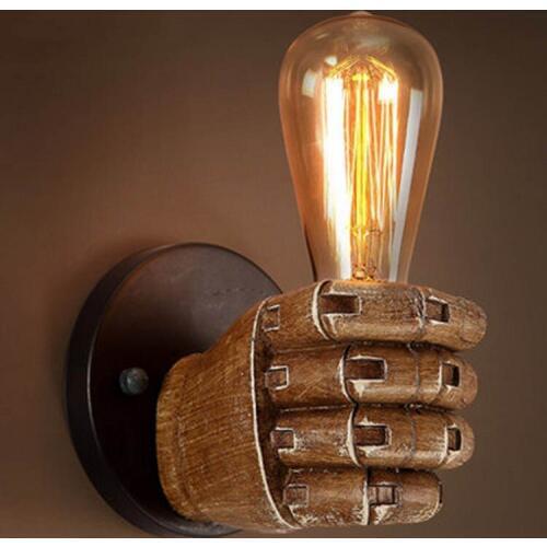 Creative Loft Retro Industrial Wall Lamp For Bar&Coffee Shop&Restaurant Iron Bedside Lighting Corridor Aisle Hand shape
