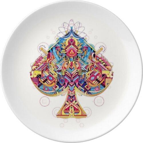 Spade Playing Cards Geometric Pattern Dessert Plate Decorative Porcelain 8 inch Dinner Home