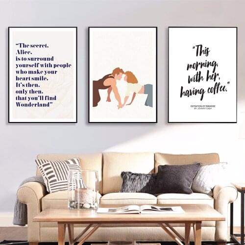 Minimalist Black Blue Quotes and Couples Wall Art Canvas Painting Nordic Posters and Prints Wall Pictures for Living Home Decor