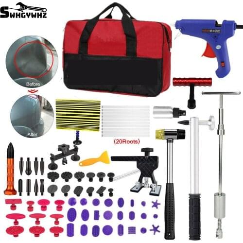 Car Dent Puller Kit - Car Paintless Repair Dent Removal Puller Kit Tools Dent Puller Slide Hammer Removal Kits Glue Gun