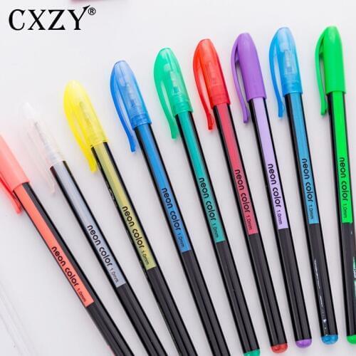 0.1mm 16 Color Gel Pens set Glitter Metallic gift Art For Coloring Kids Sketching Painting Drawing School free delivery 1C802