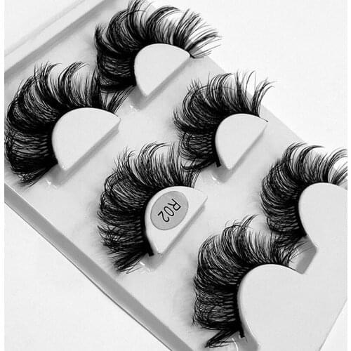 3 Pairs Faux Mink False Eyelashes Natural Long Cross Wispy Lash Handmade Dramatic Volume Eyelashes Extension Eye Makeup