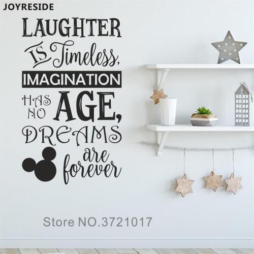 JOYRESIDE Laughter Is Timelesss Word Quote Wall Decal Kids Room Vinyl Sticker Home Room Decor Interior Decor Wall Decal A585