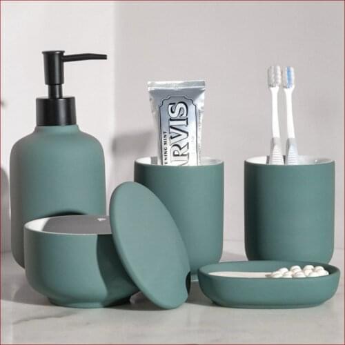 Nordic Light Luxury Minimalist Wash Set Bathroom Accessories Soap Dispenser Brushing Mouthwash Cup Five-piece Set Wedding Gifts