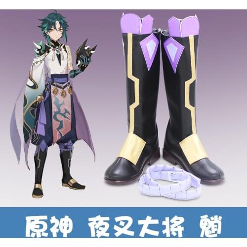 Genshin Impact Xiao Shoes Cosplay Boots Adult Genshin Impact Xiao Boots Uniform Halloween Party Customize CostumesRole Play