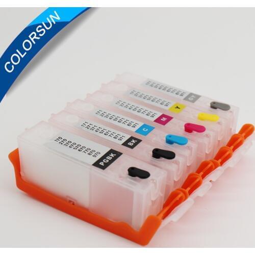 6 x PGI-570 CLI-571 refillable Inkjet Cartridges For Canon PIXMA MG7750 MG7751 MG7752 MG7753 Printer Ink pgi 570 pgi570 GY