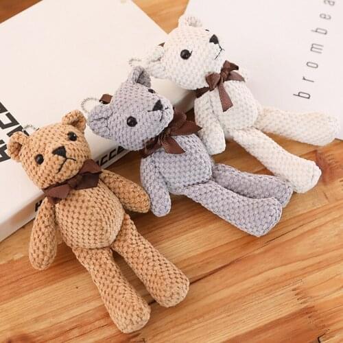 18cm Cute Foreign Trade Small Teddy Bear Pendant With Bow Tie Plush Toys Stuffed Soft Animals Doll For Kids Girls Birthday Gifts