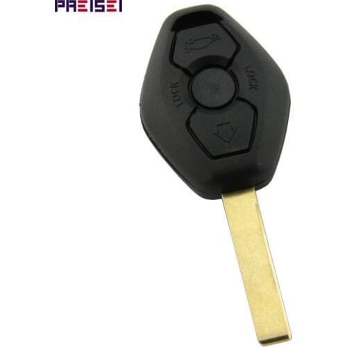 PREISEI 20pieces/lot With Logo Blank Keys For Car BMW Remote Key Fob Shell Replacements HU92 Blade