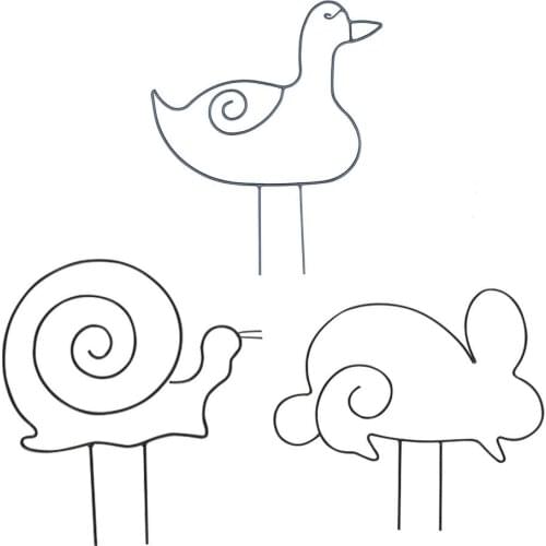 Snail Rabbit Duck Shape Iron Garden Trellis Tough Vine Plant Support Black Metal Garden Trellis For Climbing Plants Accessories