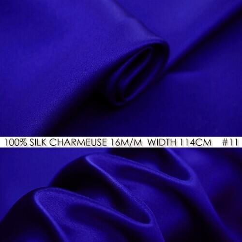 SILK CHARMEUSE SATIN Fabric 114cm width 16momme/100% Pure Silk Fashion Fabric Women Shirt High Quality Fabric Royal Blue NO11