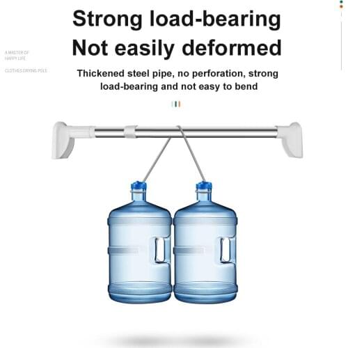 Telescopic Clothing Rod Punch-free Adjustable Shower Curtain Rods And Accessories Extendable Stainless Steel Simple Support Rod